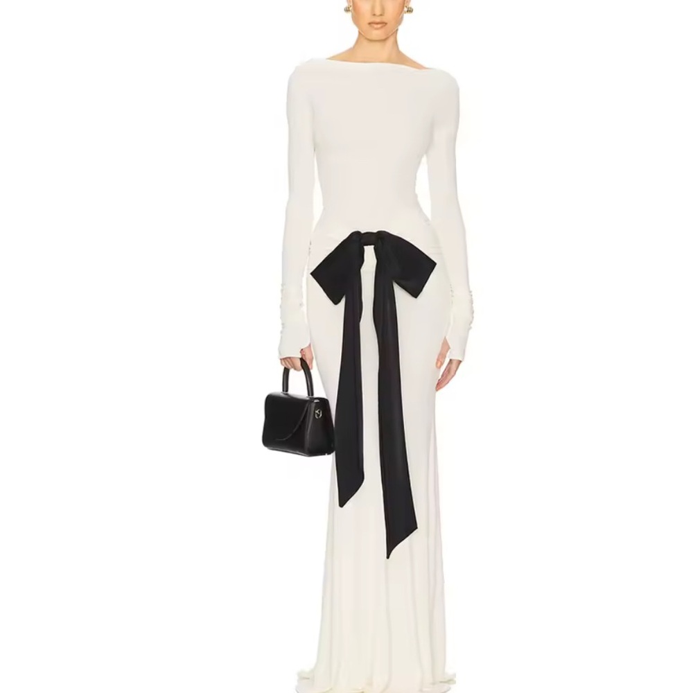 NEW $398 Bailey Bow White and Black Women's Dress